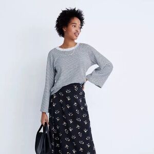 Madewell Terry Raglan Sweatshirt in Stripe size Medium 100% cotton